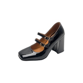 Womens Pumps Square Toe Block Heels Pumps With Buckle