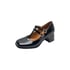 Womens Pumps Square Toe Block Heels Pumps With Rhinestone Buckle - Black