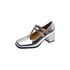 Womens Pumps Square Toe Block Heels Pumps With Rhinestone Buckle - Silver