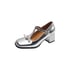 Women Mary Janes Pumps Square Toe Block Heels Bow Pumps With Rhinestone Buckle - Silver