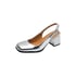 Women Mary Janes Pumps Square Toe Block Heels Slingback Pumps - Silver