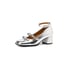 Women Mary Janes Pumps Square Toe Block Heels Bow With Rhinestone Pumps With Buckle - Silver