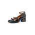 Women Mary Janes Pumps Square Toe Block Heels Bow With Rhinestone Pumps With Buckle - Black
