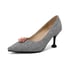 Women Pumps Pointed Toe Stiletto Heels Floral Pumps - Grey