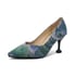 Womens Pumps Pointed Toe Stiletto Heels Floral Pumps - Blue