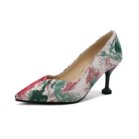 Womens Pumps Pointed Toe Stiletto Heels Floral Pumps
