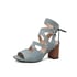 Women Block Heels Open Toe Hollow Out Sandals With Lace Up - Blue