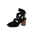 Women Block Heels Open Toe Hollow Out Sandals With Lace Up - Black