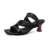 Women Kitten Heels Open Toe Hollow Out Sandals - Black