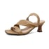 Women Kitten Heels Open Toe Hollow Out Sandals - Apricot