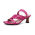 Women Kitten Heels Open Toe Hollow Out Sandals - Pink
