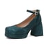Women Pumps Square Toe Block Heels Pumps With Buckle - Green