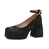 Women Pumps Square Toe Block Heels Pumps With Buckle - Black