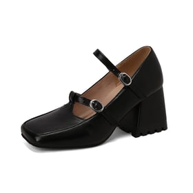 Women Pumps Square Toe Thick Heels Pumps With Buckle