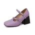 Women Pumps Square Toe Thick Heels Pumps With Buckle - Purple