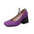 Women Pumps Square Toe Thick Heels Chain Pumps With Hook And Loop - Purple