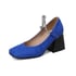 Women Pumps Square Toe Thick Heels Chain Pumps With Hook And Loop - Blue