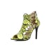 Women Stiletto Heels Open Toe Lace Up Snake Pattern Hallow Out Sandals With Zipper - Yellow