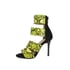 Womens Stiletto Heels Open Toe Lace Up Snake Pattern Hallow Out Splicing Color Sandals With Zipper - Yellow