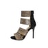 Womens Stiletto Heels Open Toe Lace Up Snake Pattern Hallow Out Splicing Color Sandals With Zipper - Apricot