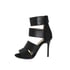 Womens Stiletto Heels Open Toe Lace Up Snake Pattern Hallow Out Splicing Color Sandals With Zipper - Black