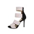 Womens Stiletto Heels Open Toe Lace Up Snake Pattern Hallow Out Splicing Color Sandals With Zipper - Pink