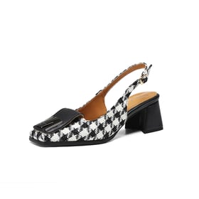Women Pumps Square Toe Block Heels Splicing Color Pumps With Slingback