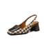 Women Pumps Square Toe Block Heels Splicing Color Pumps With Slingback - Brown