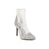 Womens Ankle Boots Stiletto Heels Pointed Toe Lace Splicing Boots With Zipper - White