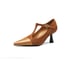 Women Pumps Pointed Toe Kitten Heels Hollow Out Splicing Pumps With Buckle - Brown