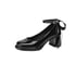 Women Mary Janes Pumps Round Toe Block Heels Bow Pumps With Buckle - Black