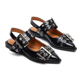 Metal Rivets Buckle Ballet Flats