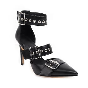 Metal Rivets Ankle Strap D'Orsay Heels