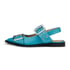 Women Flat Sandals Grommet Straps Pointed Toe Pumps Adjustable Buckle Slip On Summer Shoes - Blue