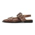 Women Flat Sandals Grommet Straps Pointed Toe Pumps Adjustable Buckle Slip On Summer Shoes - Brown