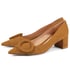 Women Heeled Pumps Pointed Toe Round Buckle Block Heels Pumps Slip On Spring Shoes - Apricot