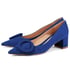 Women Heeled Pumps Pointed Toe Round Buckle Block Heels Pumps Slip On Spring Shoes - Blue