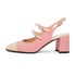 Women Slingback Mary Janes 2 Tone Round Toe Adjustable Strap Block Heels Pumps With Buckle Spring Shoes - Pink