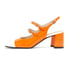 Women Slingback Mary Janes 2 Tone Round Toe Adjustable Strap Block Heels Pumps With Buckle Spring Shoes - Orange