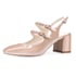 Women Slingback Mary Janes 2 Tone Round Toe Adjustable Strap Block Heels Pumps With Buckle Spring Shoes - Nude