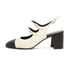 Women Slingback Mary Janes 2 Tone Round Toe Adjustable Strap Block Heels Pumps With Buckle Spring Shoes - White