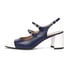 Women Slingback Mary Janes 2 Tone Round Toe Adjustable Strap Block Heels Pumps With Buckle Spring Shoes - Blue