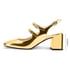 Women Slingback Mary Janes 2 Tone Round Toe Adjustable Strap Block Heels Pumps With Buckle Spring Shoes - Gold