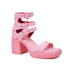 Women Gladiator Platform Sandals Block Heels Hollow Out Open Toe Adjustable Strap Sandals With Buckle Summer Shoes - Pink