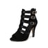 Women Gladiator Sandals Stiletto Heels Hollow Out Open Toe Strappy Sandals With Zipper Summer Shoes - Black