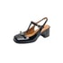 Women Mary Janes Pumps Slingback Rhinestone Bow Block Heels Hollow Out Square Toe Pumps With Rhinestone Buckle Spring Shoes - Black