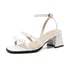 Double Bow Strappy Snadals Heels - White