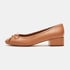 Women Low-Heeled Pumps Bow Round Toe Block Heels Slip On Ballet Pumps for Women - Brown