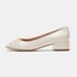 Women Low-Heeled Pumps Bow Round Toe Block Heels Slip On Ballet Pumps for Women - White