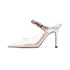 Women Heeled Mules Rhinestone Strappy Clear Heels Pointed Toe Stiletto Slip On Bridal Sandals for Women - Silver1